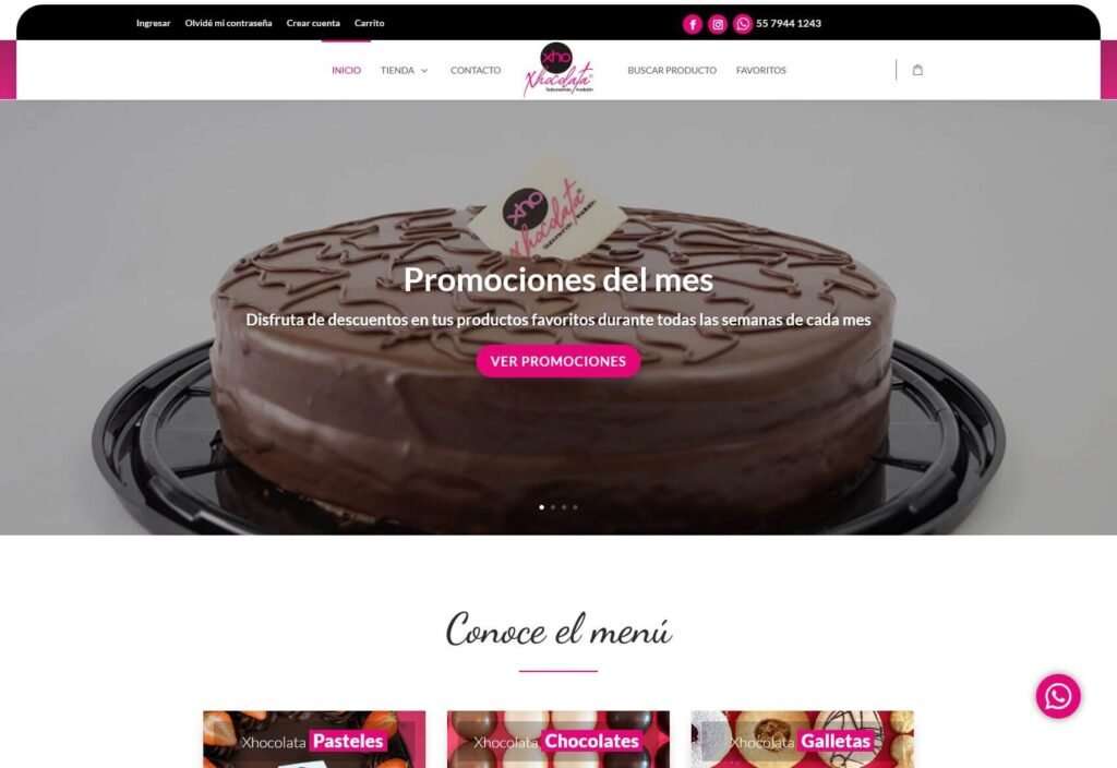 Tienda en línea Xho Xhocolata, chocolatería Boutique, Desarrollo eCommerce personalizado